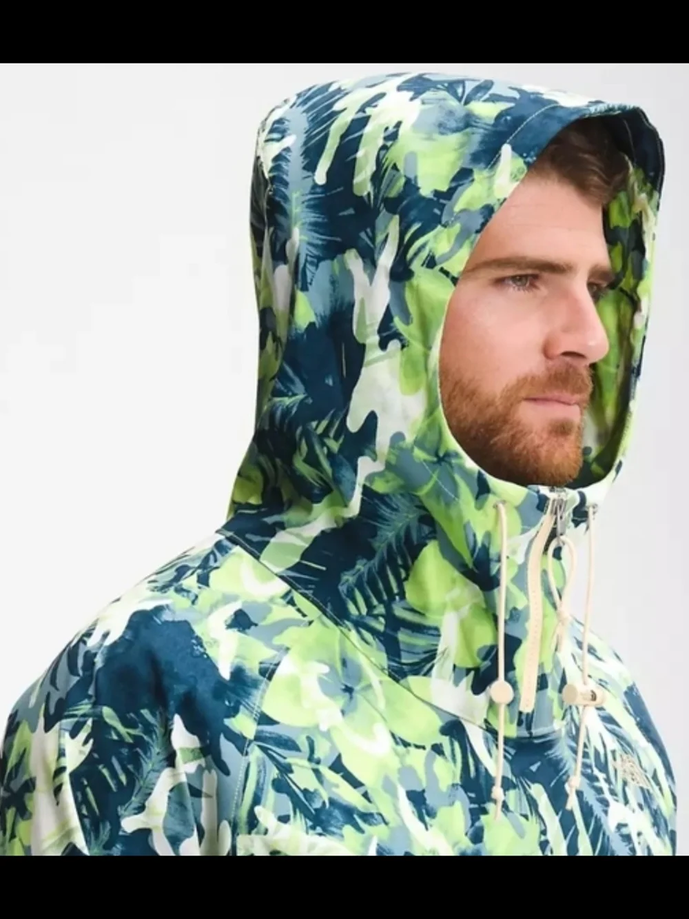 The North Face Men's Lime & Navy Green Camo Pullover Windbreaker XXL Like New